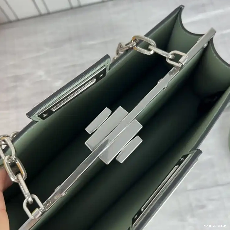 Affordable Fendi Bag In Leather Calf Peekaboo Green Cut Medium 0324 HOT SALE